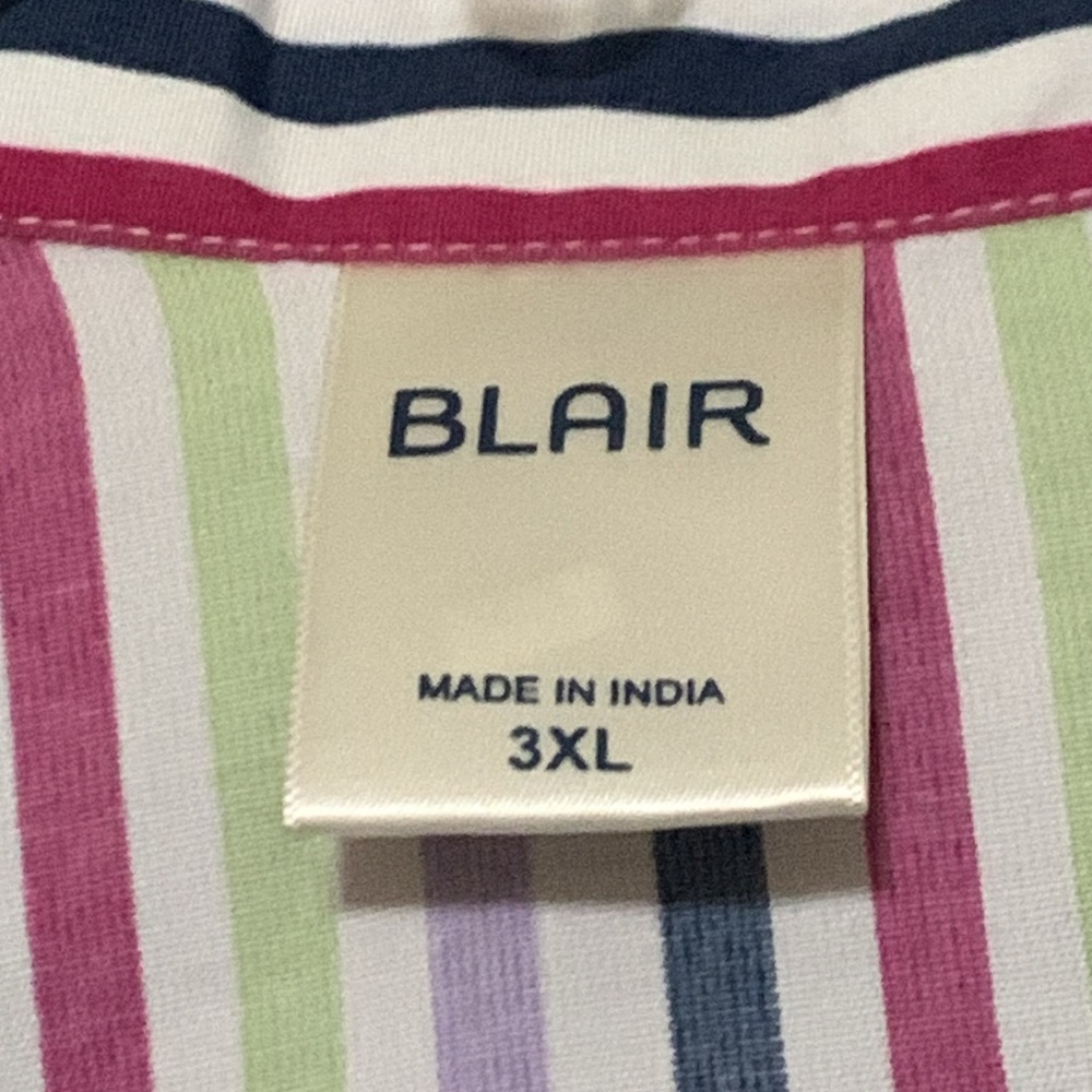 Blair Colorful Striped 3/4 Sleeve Button Down Shirt 3X - Picture 3 of 4